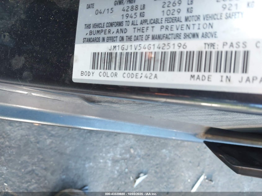 2016 MAZDA MAZDA6 I TOURING - JM1GJ1V54G1425196