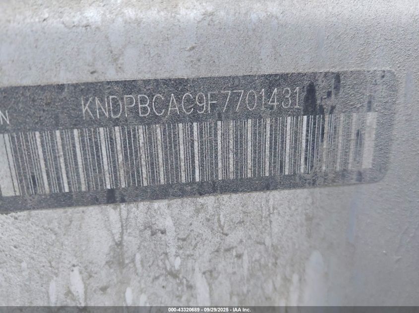 2015 Kia Sportage Lx VIN: KNDPBCAC9F7701431 Lot: 43320689