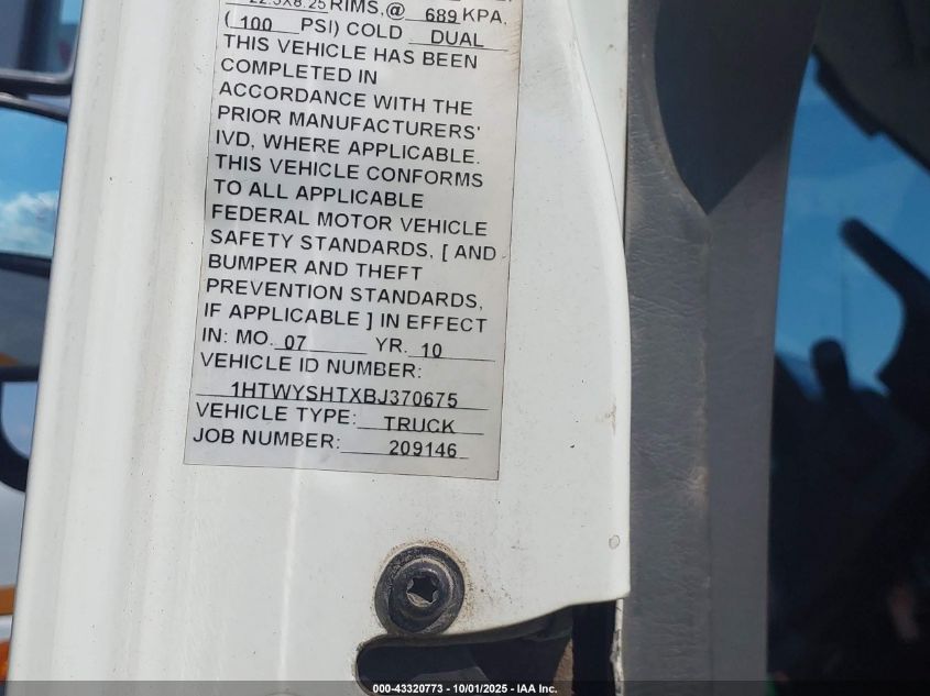 2011 International 7000 7600 VIN: 1HTWYSHTXBJ370675 Lot: 43320773