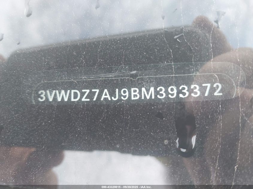 2011 Volkswagen Jetta 2.5L Se VIN: 3VWDZ7AJ9BM393372 Lot: 43320815