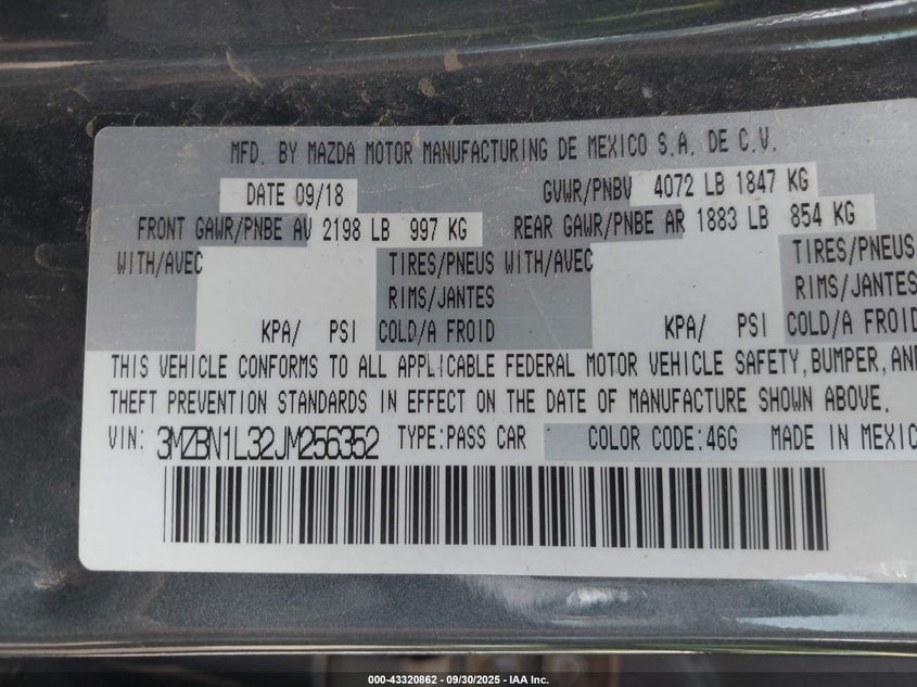 2018 MAZDA MAZDA3 TOURING - 3MZBN1L32JM256352