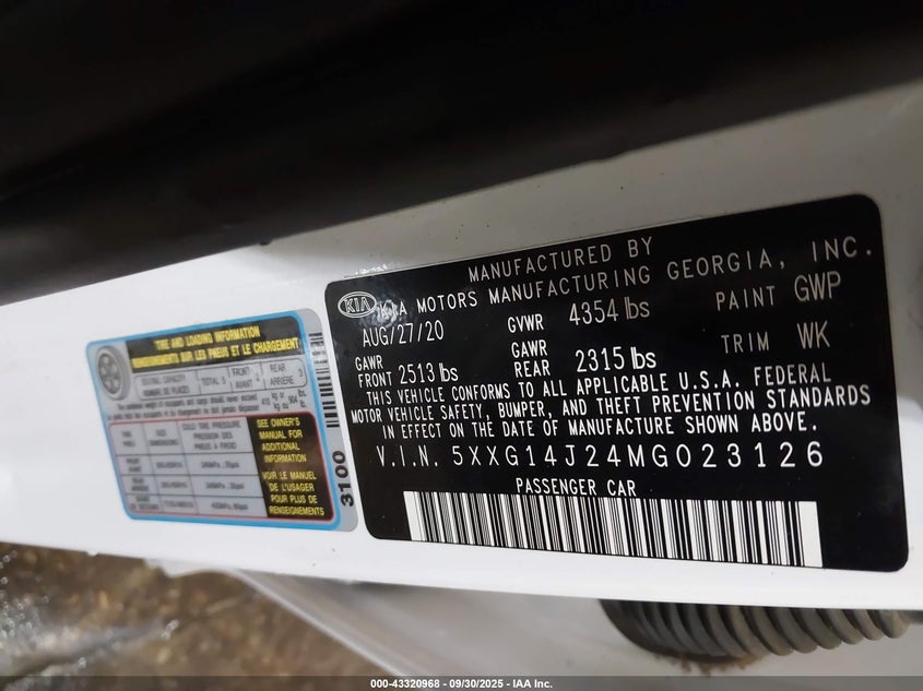 2021 KIA K5 LXS - 5XXG14J24MG023126