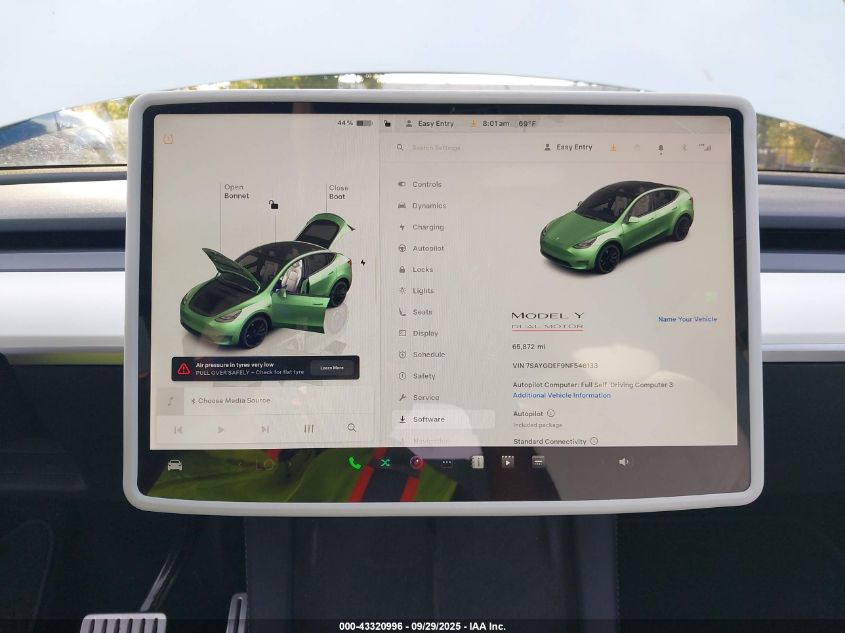 2022 Tesla Model Y Performance Dual Motor All-Wheel Drive VIN: 7SAYGDEF9NF546133 Lot: 43320996