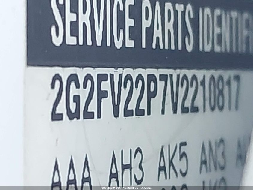 1997 Pontiac Firebird Formula VIN: 2G2FV22P7V2210817 Lot: 43321014