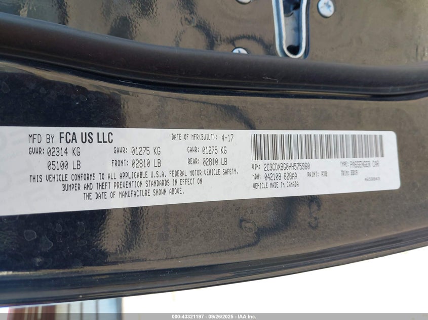 2017 DODGE CHARGER SE RWD - 2C3CDXBG0HH575960