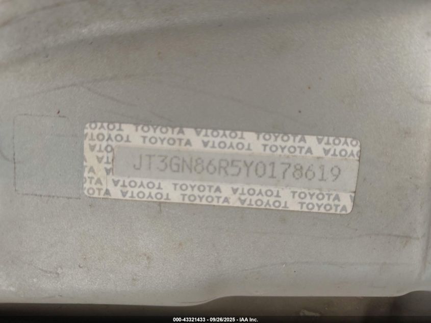 2000 Toyota 4Runner Sr5 V6 VIN: JT3GN86R5Y0178619 Lot: 43321433