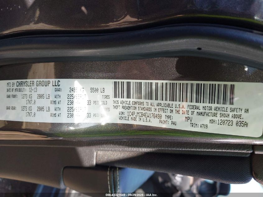 2014 Jeep Cherokee Latitude VIN: 1C4PJMCB4EW176490 Lot: 43321549