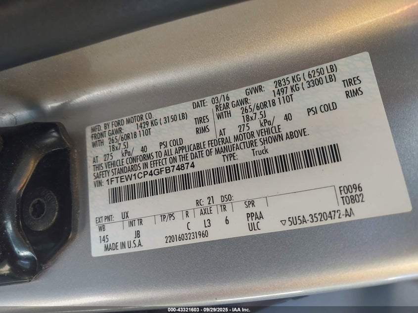 2016 FORD F-150 XLT 1FTEW1CP4GFB74874