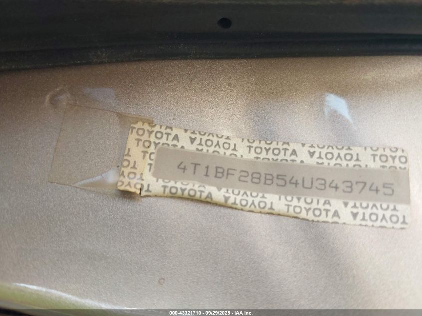 2004 Toyota Avalon Xl VIN: 4T1BF28B54U343745 Lot: 43321710