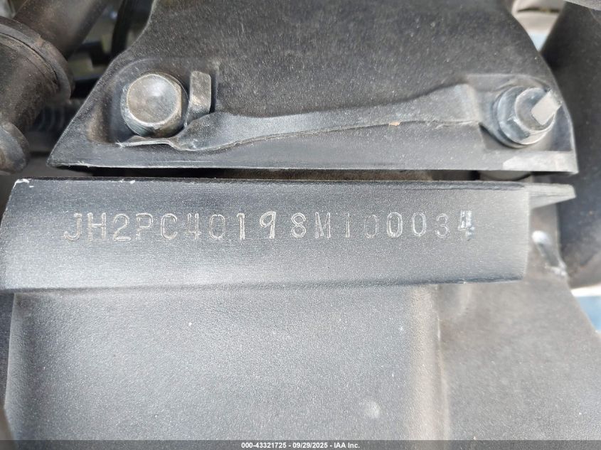 2008 Honda Cbr600 Rr VIN: JH2PC40198M100034 Lot: 43321725