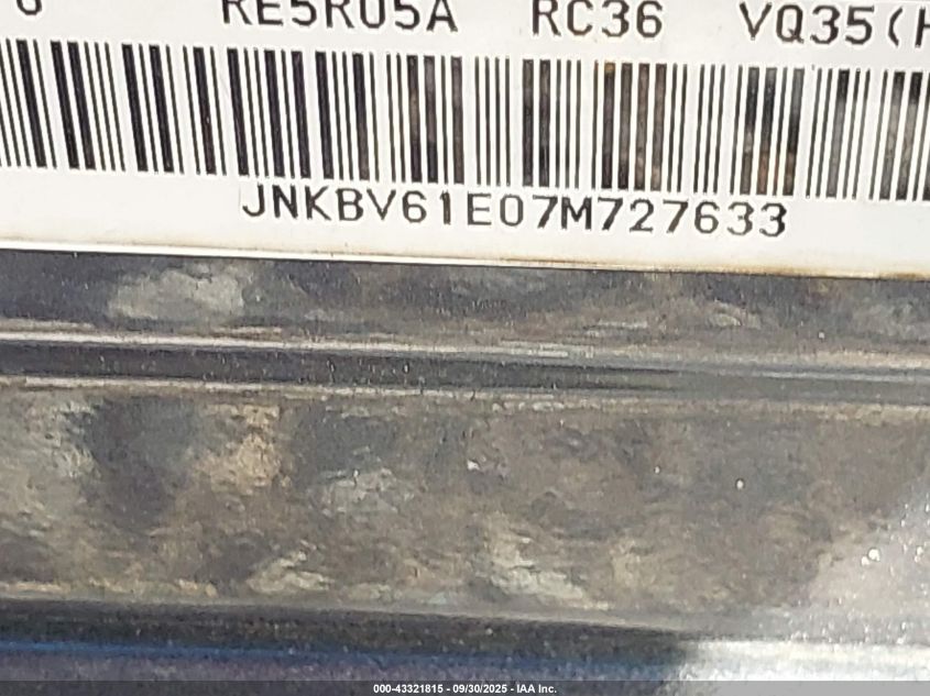 2007 Infiniti G35 Journey VIN: JNKBV61E07M727633 Lot: 43321815