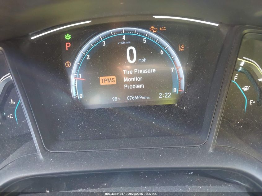 2019 Honda Civic Lx VIN: 19XFC2F6XKE029816 Lot: 43321937