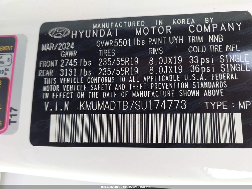 2025 Genesis Gv70 2.5T Awd VIN: KMUMADTB7SU174773 Lot: 43322042