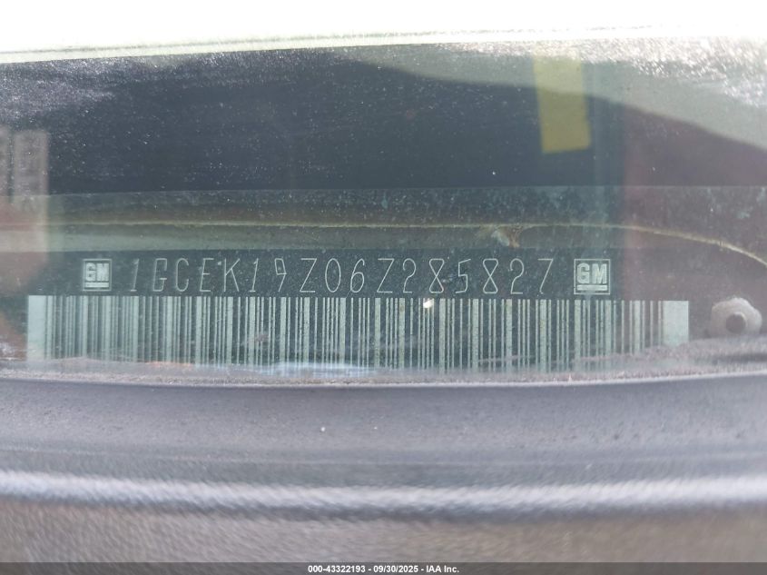 2006 Chevrolet Silverado 1500 Lt1 VIN: 1GCEK19Z06Z285827 Lot: 43322193