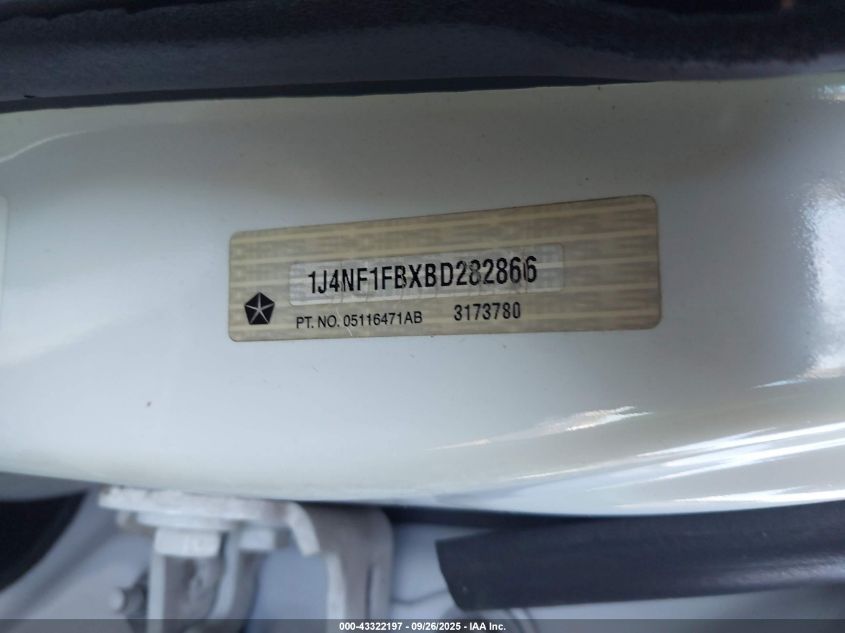2011 Jeep Compass VIN: 1J4NF1FBXBD282866 Lot: 43322197