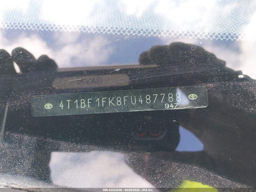 2015 Toyota Camry Se VIN: 4T1BF1FK8FU487788 Lot: 43322246