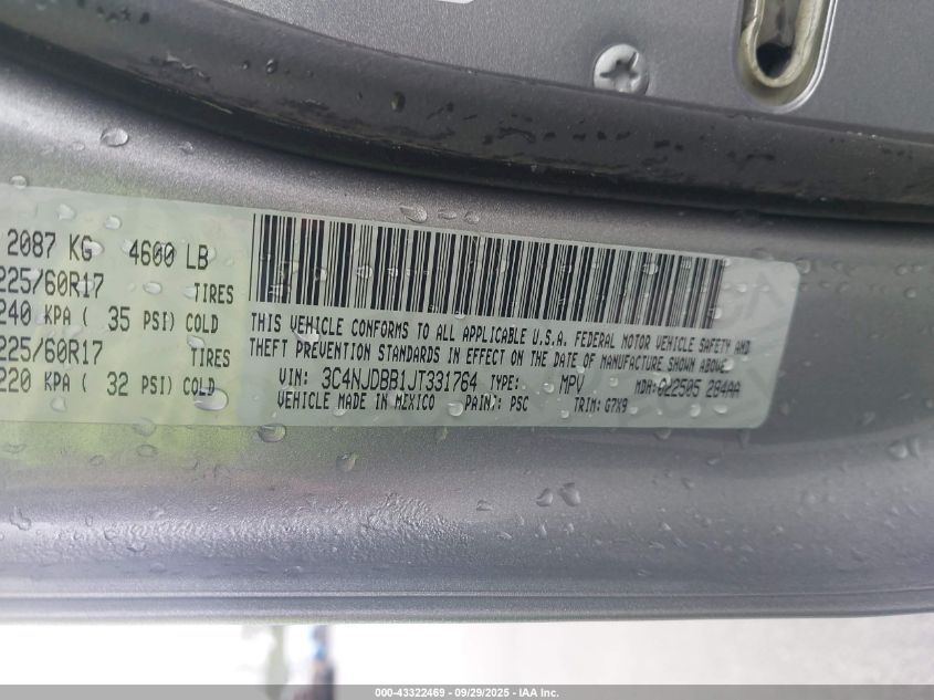 2018 Jeep Compass Latitude 4X4 VIN: 3C4NJDBB1JT331764 Lot: 43322469