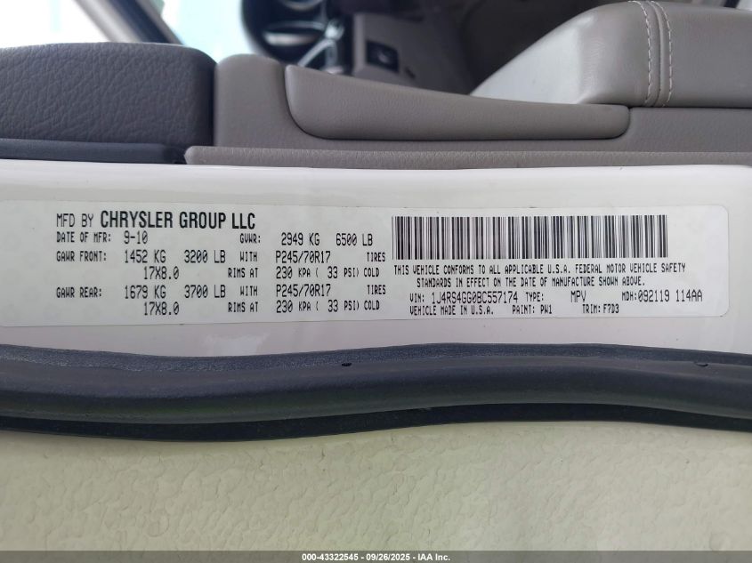 2011 Jeep Grand Cherokee Laredo VIN: 1J4RS4GG0BC557174 Lot: 43322545