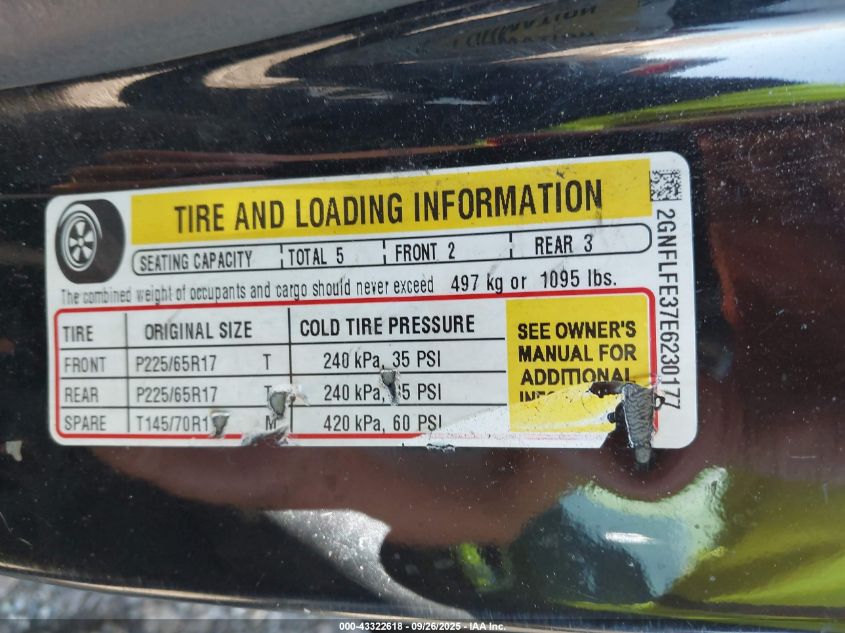 2014 Chevrolet Equinox 1Lt VIN: 2GNFLFE37E6230177 Lot: 43322618