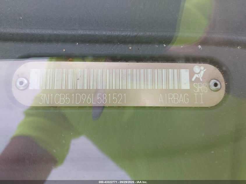 2006 Nissan Sentra 1.8S VIN: 3N1CB51D96L581521 Lot: 43322771