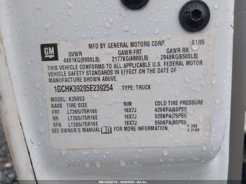 2005 Chevrolet Silverado 3500 Lt VIN: 1GCHK39205E239254 Lot: 43322778
