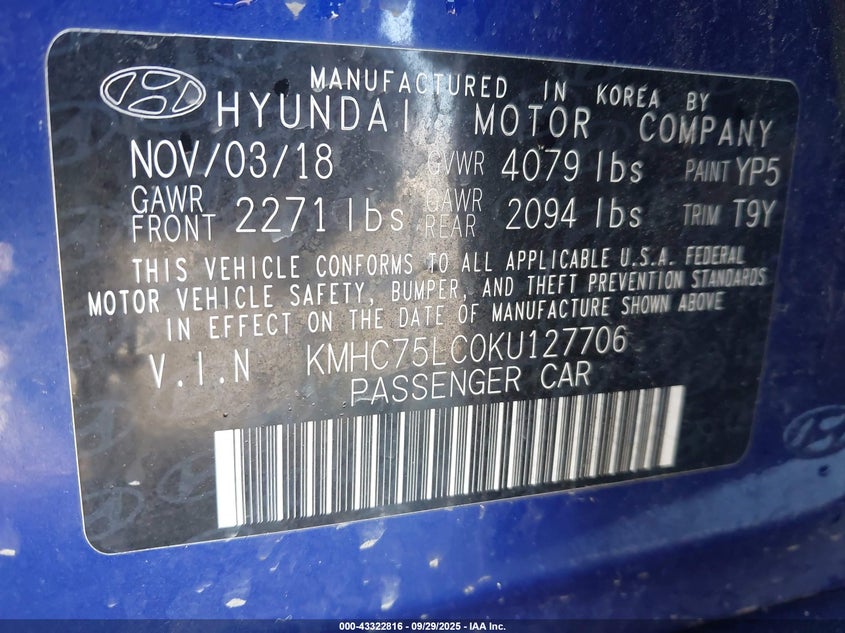 2019 HYUNDAI IONIQ HYBRID SEL - KMHC75LC0KU127706