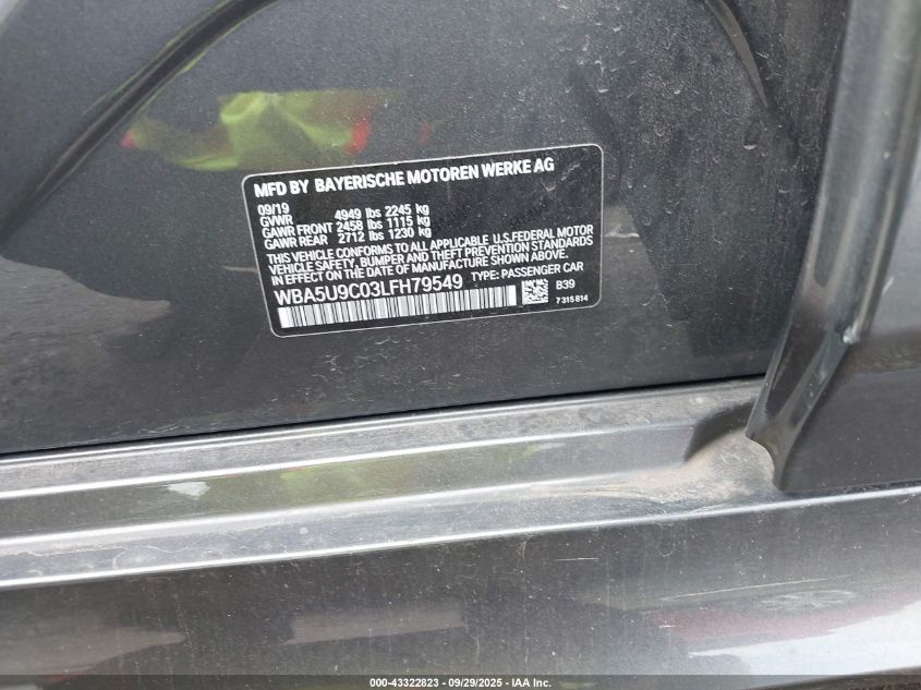 2020 BMW 3 Series M340I xDrive VIN: WBA5U9C03LFH79549 Lot: 43322823