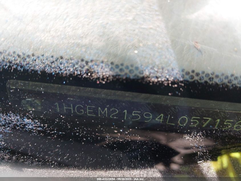 2004 Honda Civic Lx VIN: 1HGEM21594L057156 Lot: 43322894