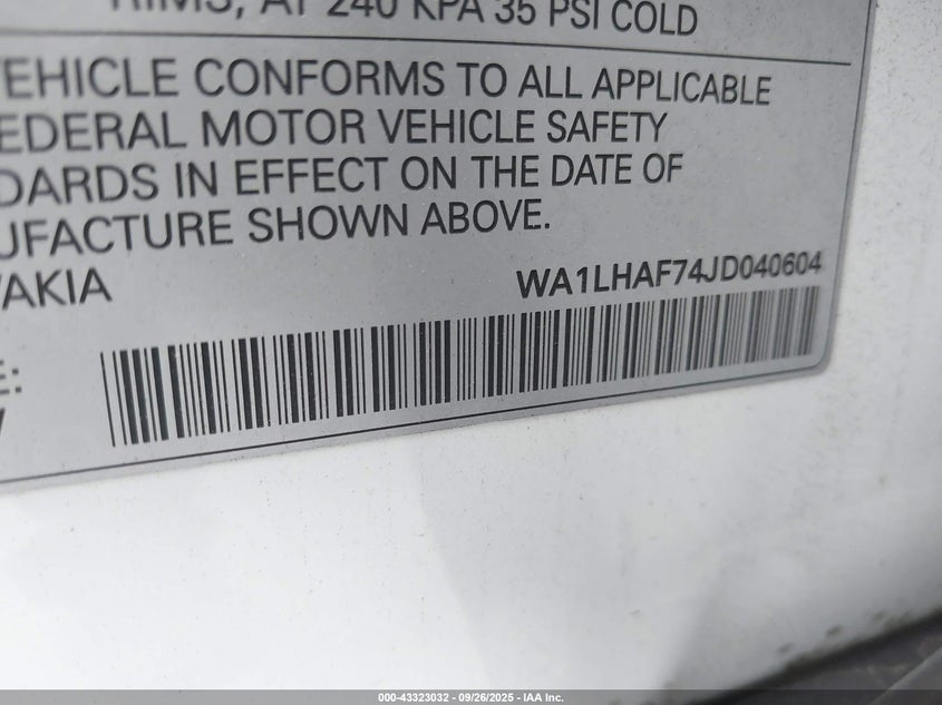 2018 AUDI Q7 2.0T PREMIUM - WA1LHAF74JD040604