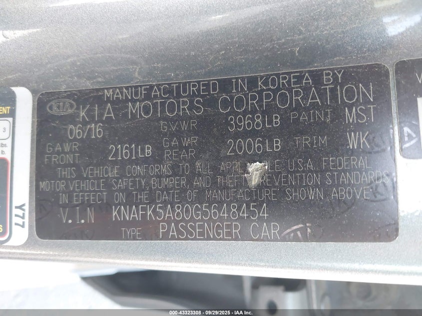 2016 KIA FORTE LX - KNAFK5A80G5648454