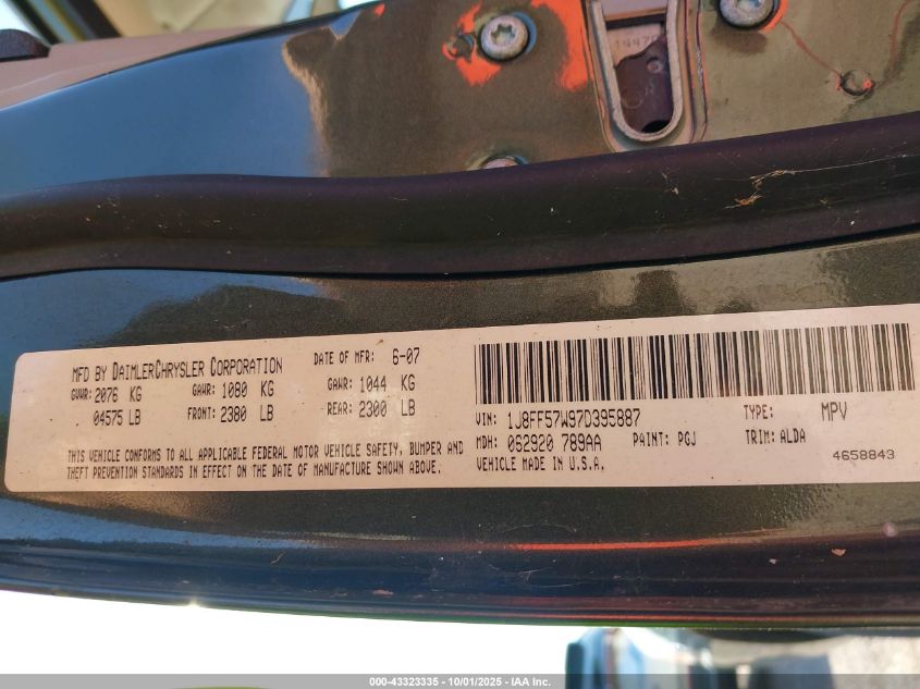 2007 Jeep Compass Limited VIN: 1J8FF57W97D395887 Lot: 43323335