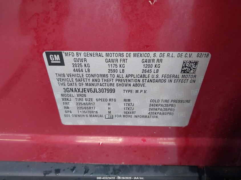 2018 CHEVROLET EQUINOX LT - 3GNAXJEV6JL307999