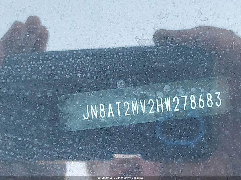 2017 Nissan Rogue Sv VIN: JN8AT2MV2HW278683 Lot: 43323485