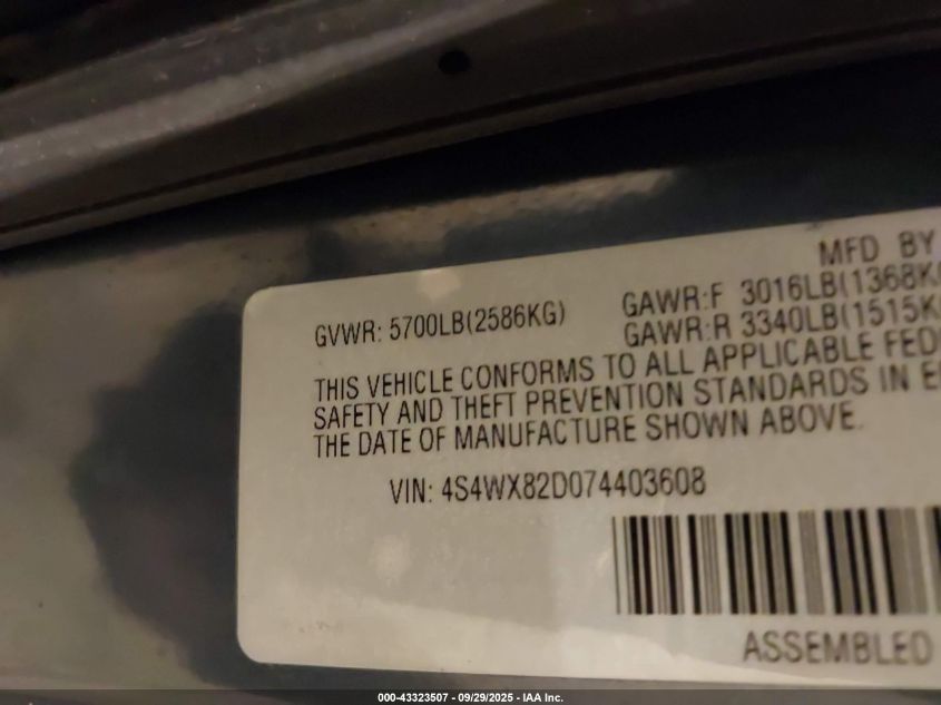 2007 Subaru B9 Tribeca Limited 5-Passenger VIN: 4S4WX82D074403608 Lot: 43323507