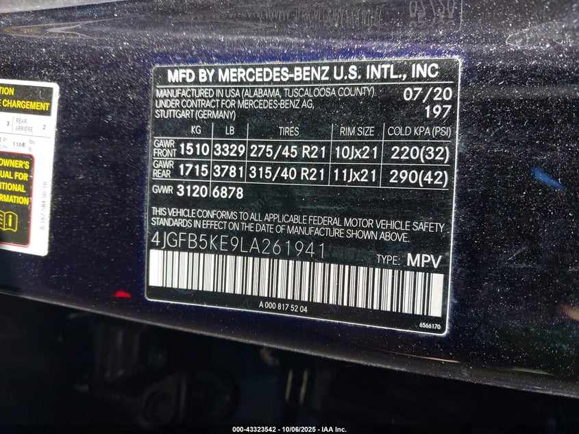 2020 MERCEDES-BENZ GLE 450 4MATIC 4JGFB5KE9LA261941