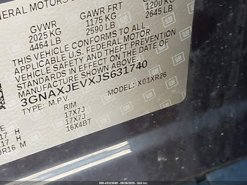 2018 CHEVROLET EQUINOX LT - 3GNAXJEVXJS631740