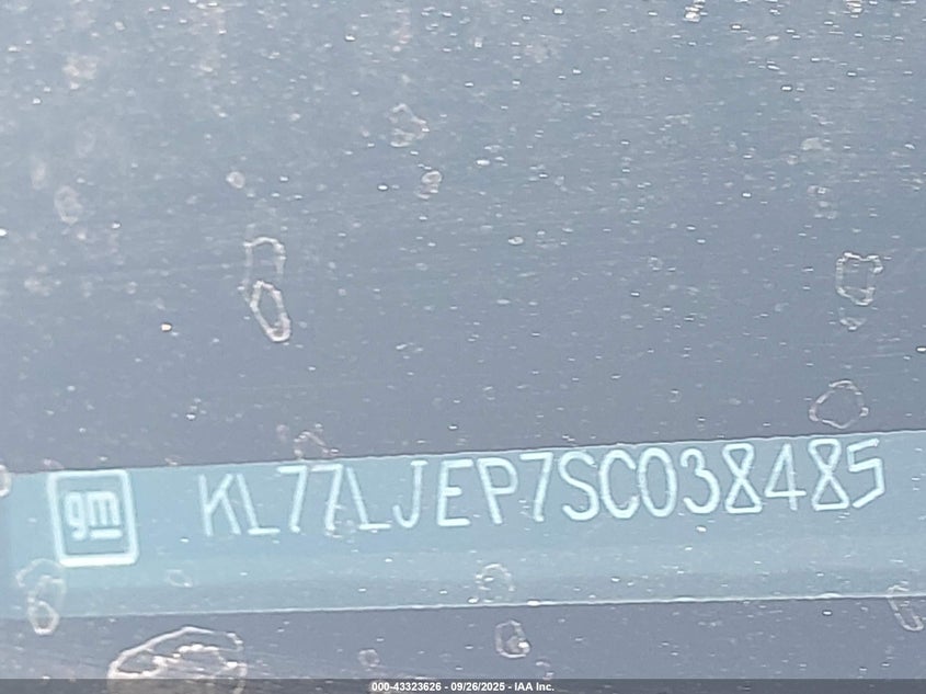 2025 Chevrolet Trax Fwd 2Rs VIN: KL77LJEP7SC038485 Lot: 43323626