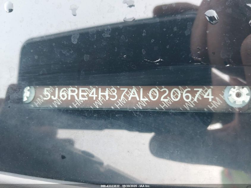 2010 Honda Cr-V Lx VIN: 5J6RE4H37AL020674 Lot: 43323830