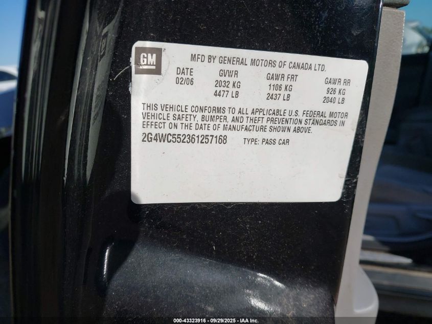 2006 Buick Lacrosse Cx VIN: 2G4WC552361257168 Lot: 43323916