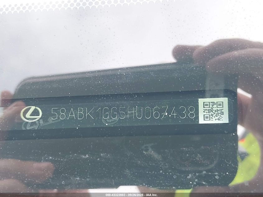 2017 Lexus Es 350 VIN: 58ABK1GG5HU067438 Lot: 43323983