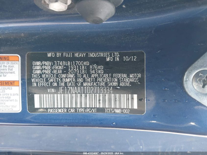 2013 Scion Fr-S VIN: JF1ZNAA11D2713334 Lot: 43324067