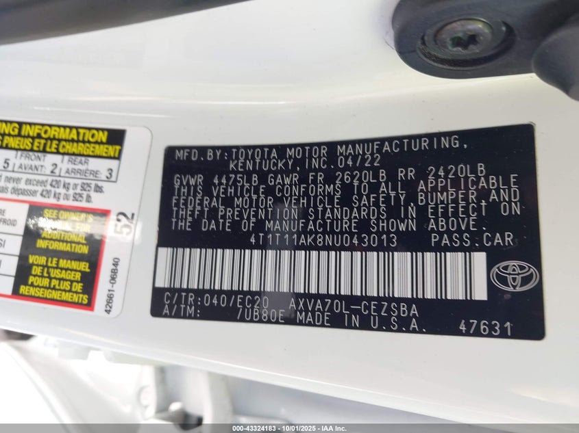 2022 TOYOTA CAMRY SE NIGHTSHADE EDITION - 4T1T11AK8NU043013