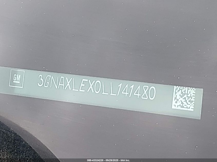 2020 Chevrolet Equinox Fwd Lt 2.0L Turbo VIN: 3GNAXLEX0LL141480 Lot: 43324228