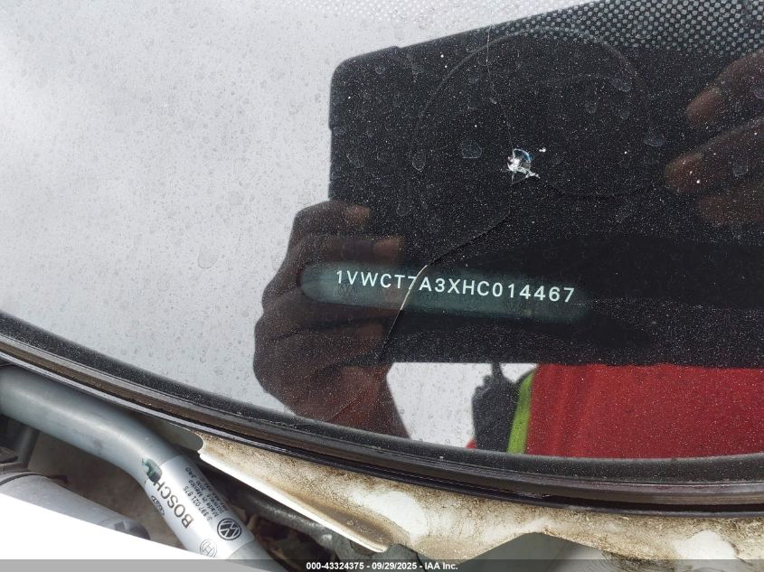 2017 Volkswagen Passat 1.8T Sel Premium VIN: 1VWCT7A3XHC014467 Lot: 43324375