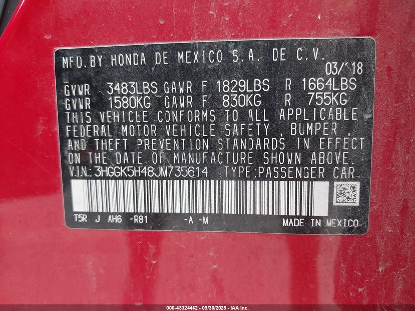 2018 HONDA FIT LX - 3HGGK5H48JM735614