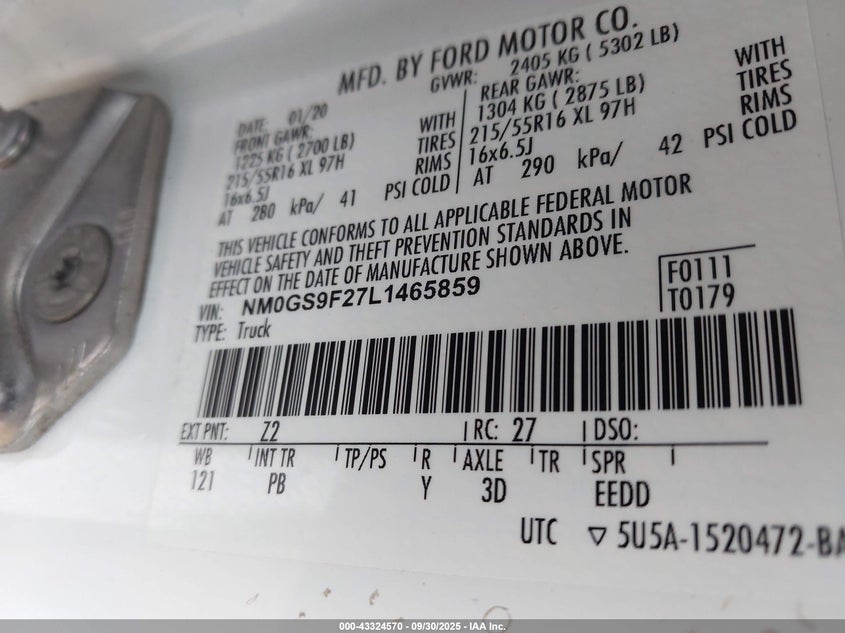 2020 FORD TRANSIT CONNECT XLT PASSENGER NM0GS9F27L1465859