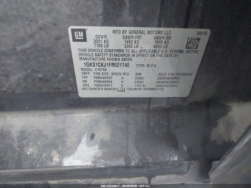 2015 GMC YUKON DENALI - 1GKS1CKJ1FR621740