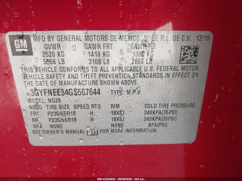 2016 CADILLAC SRX LUXURY COLLECTION - 3GYFNEE34GS567644