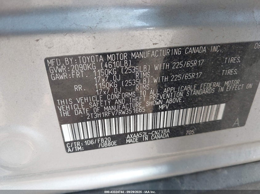 2024 TOYOTA RAV4 LE - 2T3H1RFV7RW351665