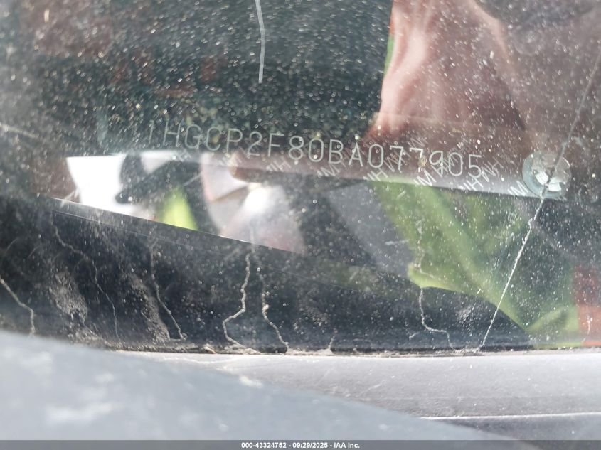 2011 Honda Accord 2.4 Ex-L VIN: 1HGCP2F80BA077905 Lot: 43324752